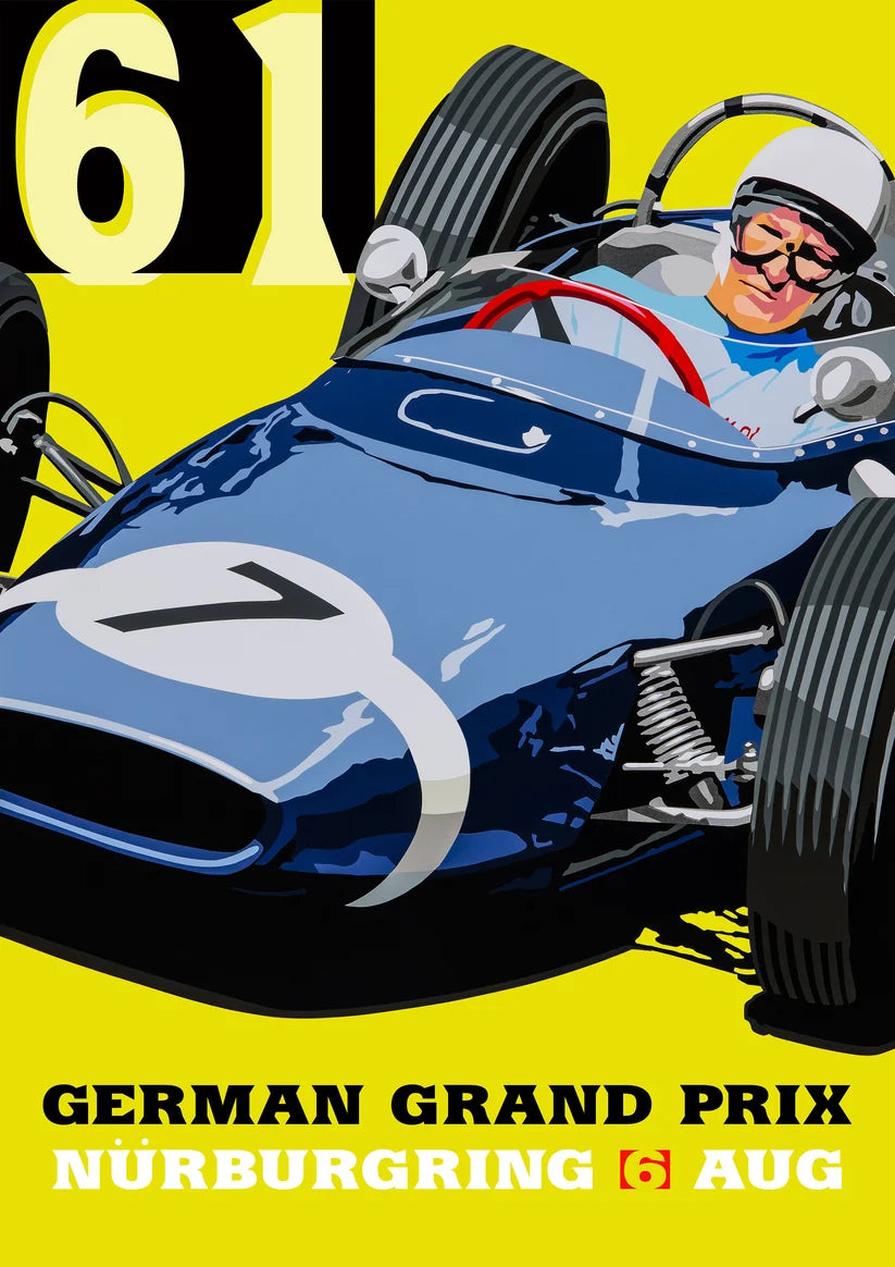 German Grand Prix 1961 Race poster-style print. Stirling Moss Lotus Motorsport Art