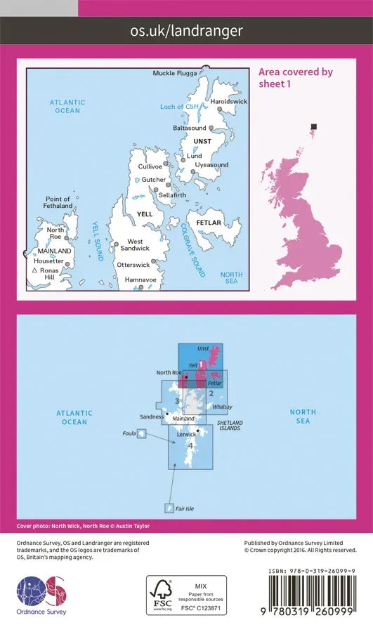 OS Landranger - 1 - Shetland – Yell, Unst and Fetlar