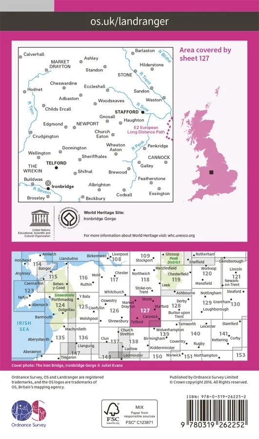 OS Landranger - 127 - Stafford & Telford, Ironbridge