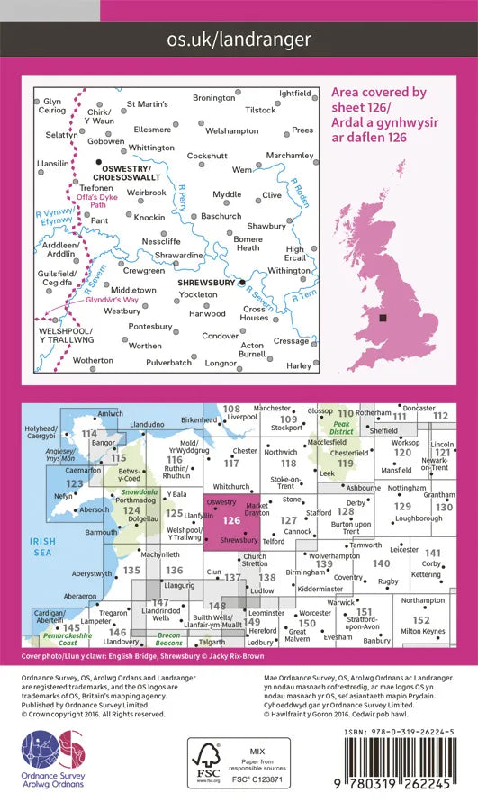 OS Landranger - 126 - Shrewsbury & Oswestry