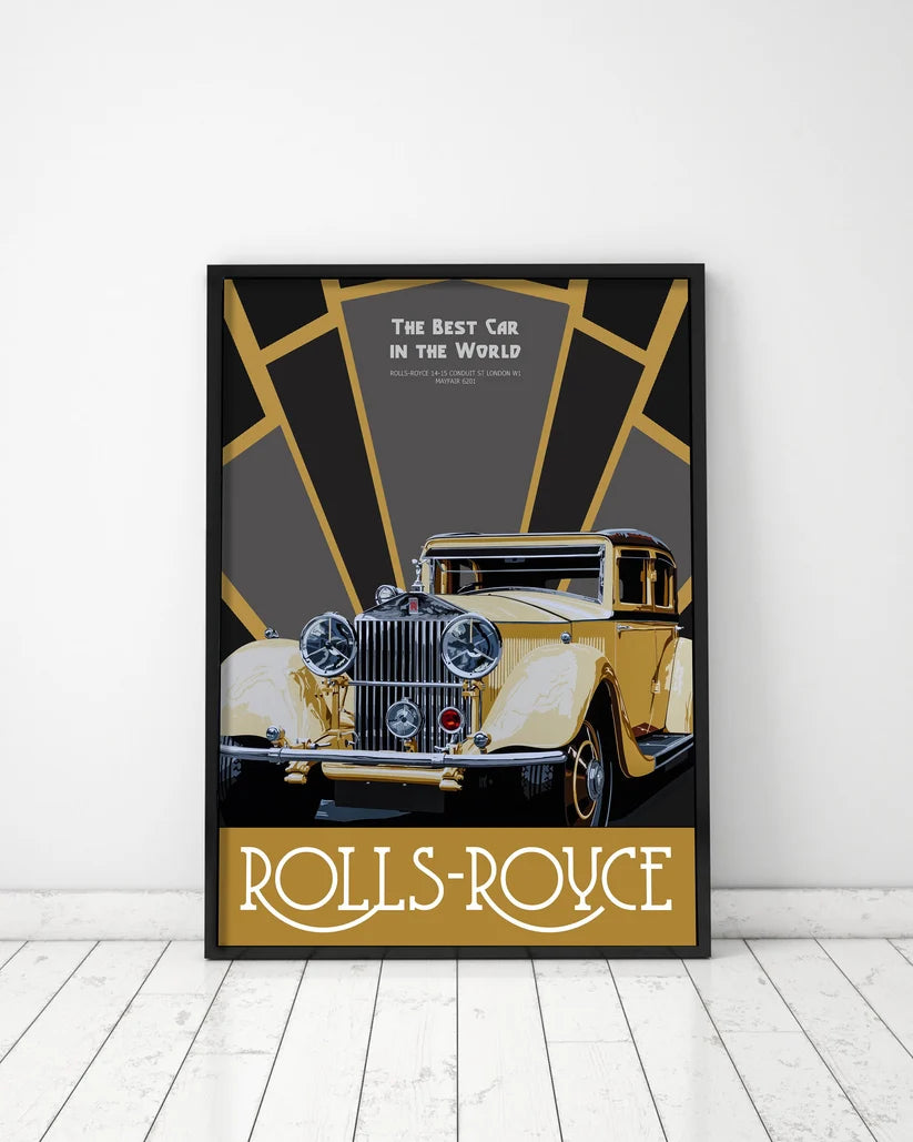 Rolls-Royce vintage-style print. Retro Art Deco Poster Design no.2