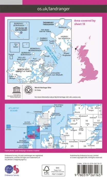 OS Landranger - 18 - Sound of Harris, North Uist, Taransay & St Kilda