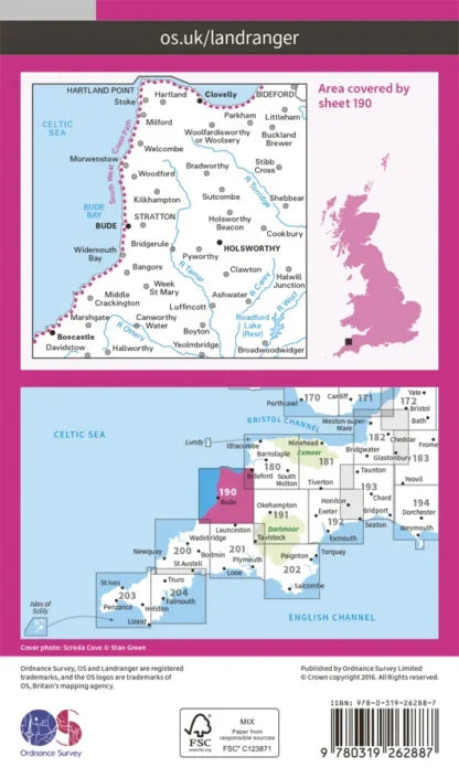 OS Landranger - 190 - Bude & Clovelly, Boscastle & Holsworthy