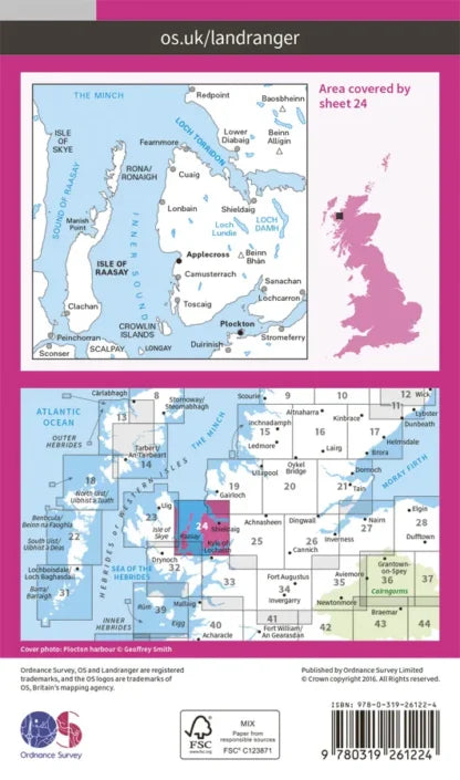 OS Landranger - 24 - Raasay & Applecross, Loch Torridon & Plockton