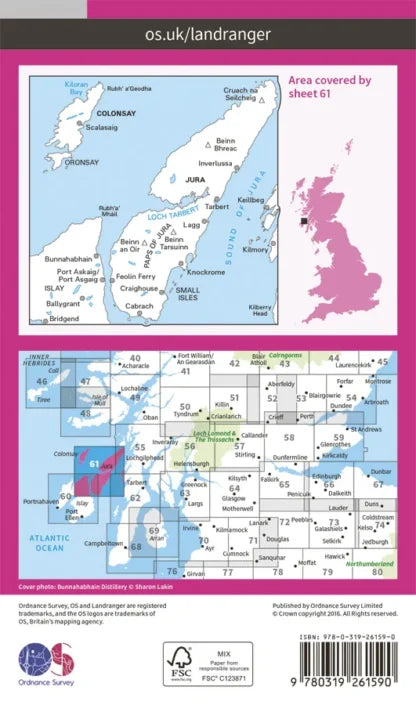 OS Landranger - 61 - Jura & Colonsay