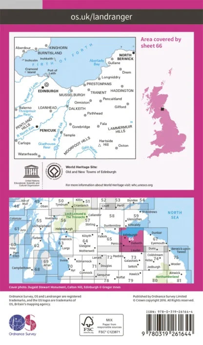 OS Landranger - 66 - Edinburgh, Penicuik & North Berwick