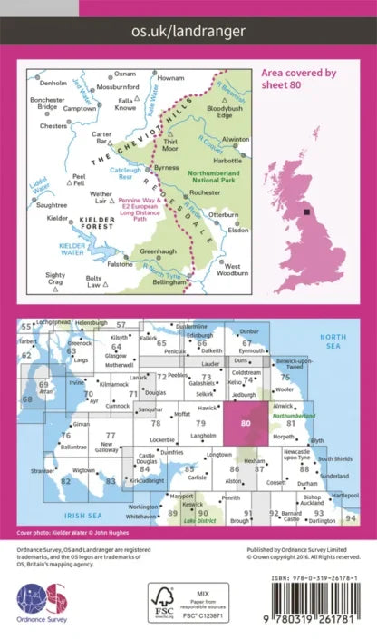 OS Landranger - 80 - Cheviot Hills & Kielder Water
