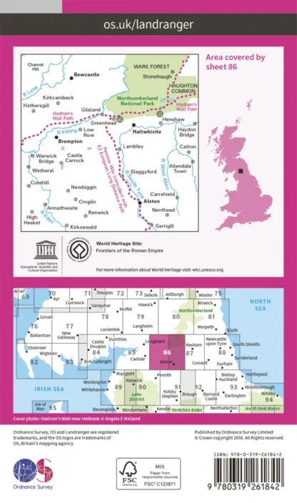 OS Landranger - 86 - Haltwhistle & Brampton, Bewcastle & Alston