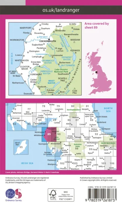 OS Landranger - 89 - West Cumbria, Cockermouth & Wast Water