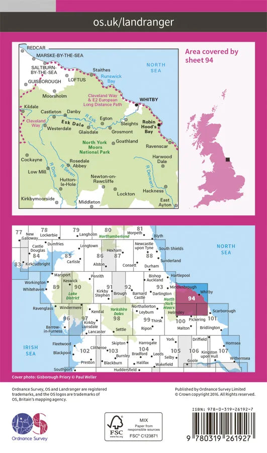 OS Landranger - 94 - Whitby, Esk Dale & Robin Hood's Bay