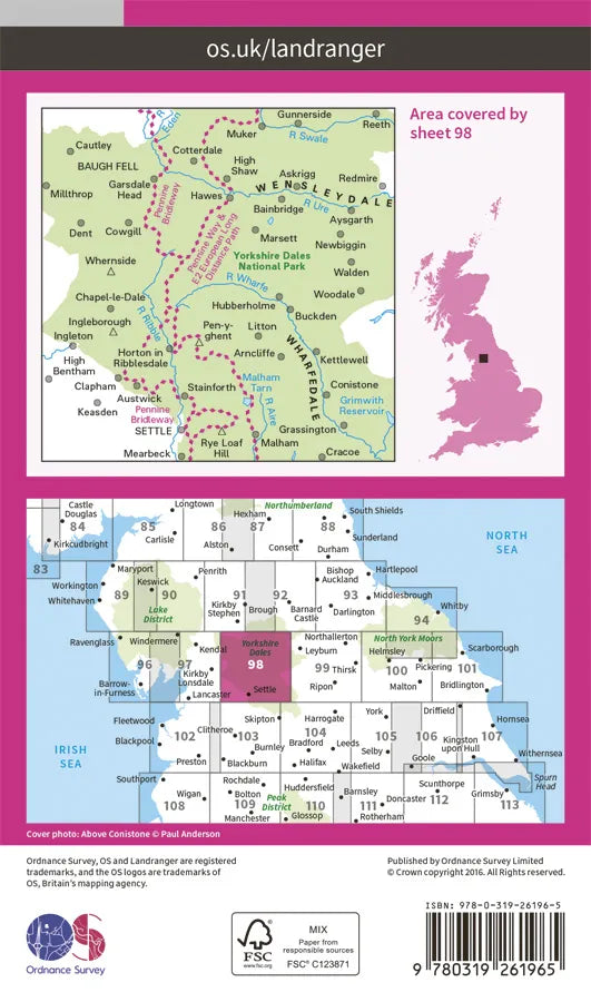 OS Landranger - 98 - Wensleydale & Upper Wharfedale