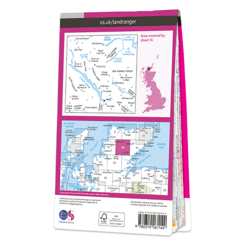 OS Landranger - 016 - Lairg & Loch Shin, Loch Naver area