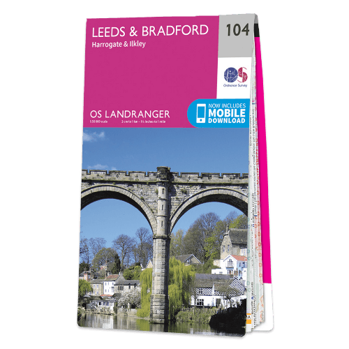 OS Landranger - 104 - Leeds & Bradford, Harrogate & Ilkley