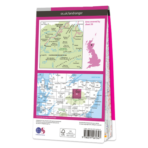 OS Landranger - 036 - Grantown, Aviemore & Cairngorm Mountains area