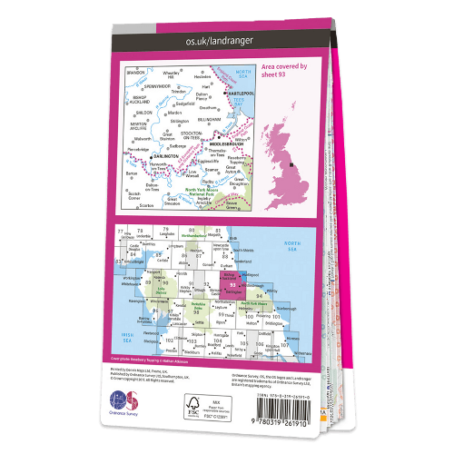 OS Landranger - 093 - Middlesbrough, Darlington & Hartlepool