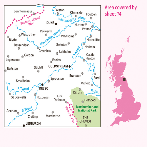OS Landranger - 074 - Kelso & Coldstream, Jedburgh & Duns