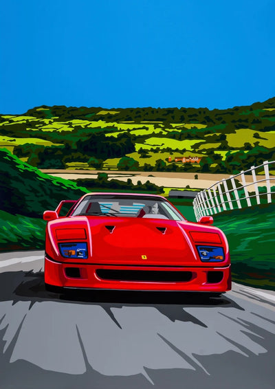Image of F40 Ferrari Hill Climb – Fine Art Giclée Limited Edition Print