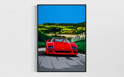 Image of F40 Ferrari Hill Climb – Fine Art Giclée Limited Edition Print
