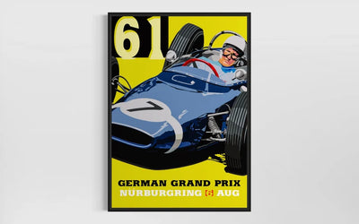 Image of German Grand Prix 1961 Race poster-style print. Stirling Moss Lotus Motorsport Art