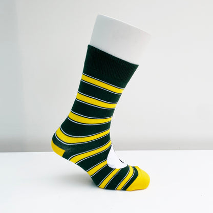 Motoring Leg-Ends Socks - Green and Yellow Stripe