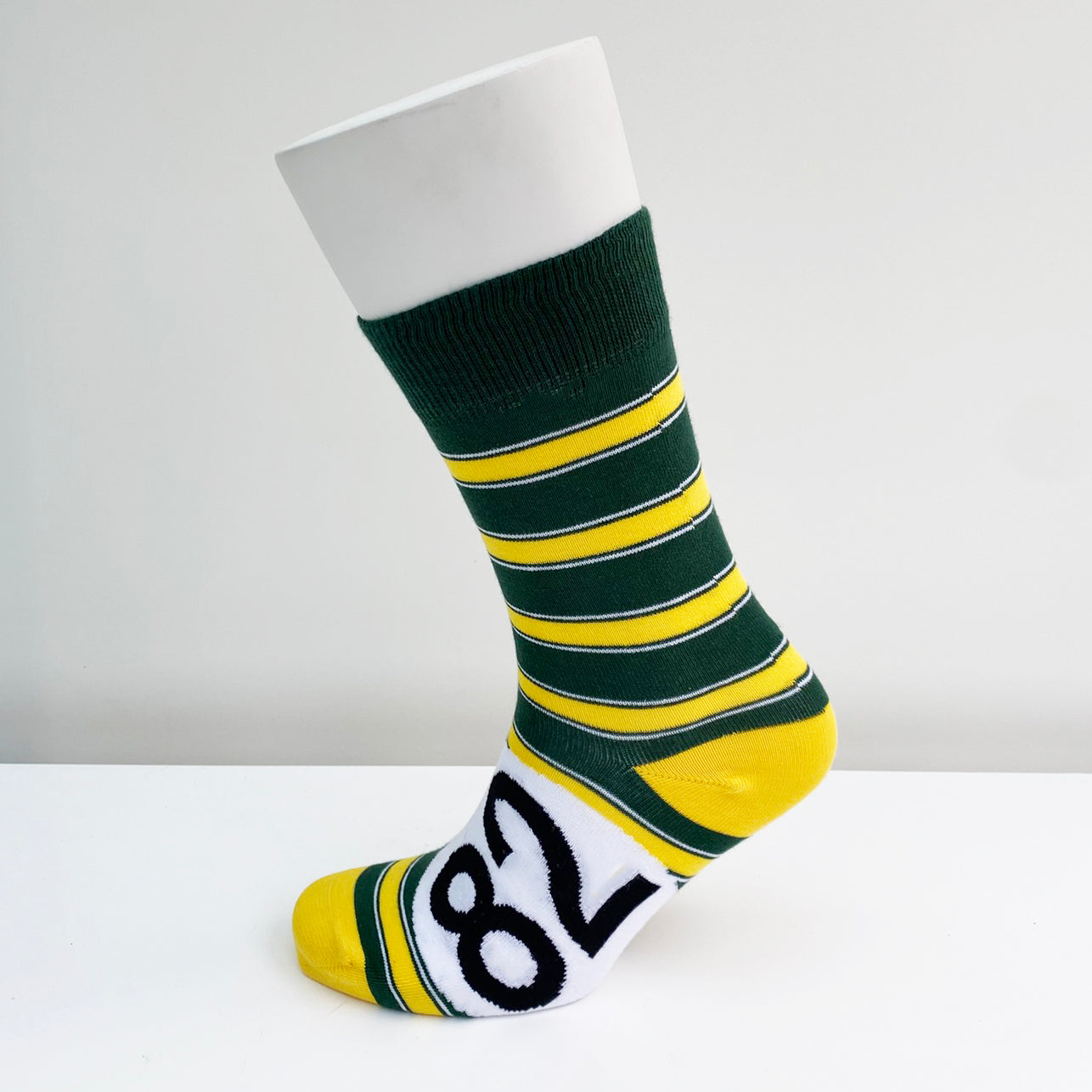 Motoring Leg-Ends Socks - Green and Yellow Stripe