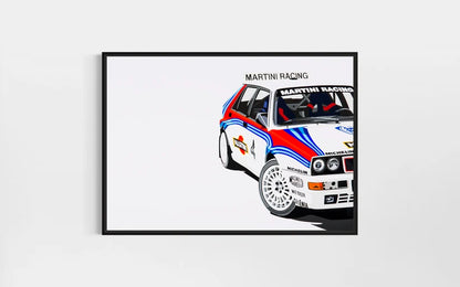 Martini on White (Lancia Delta). Fine Art Giclee Ltd Ed Print.