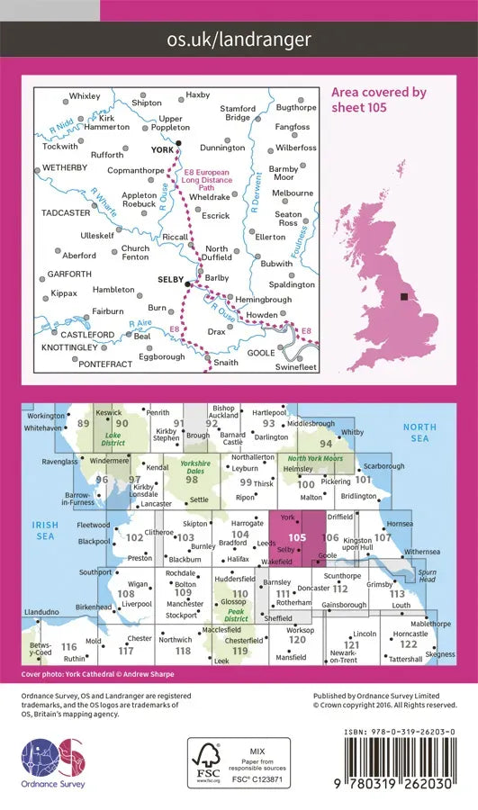 OS Landranger - 104 - Leeds & Bradford, Harrogate & Ilkley