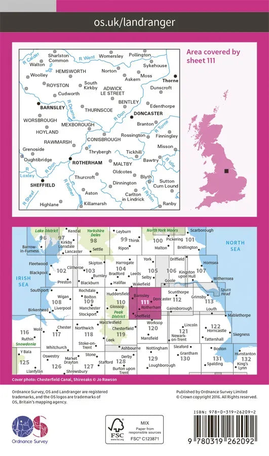 OS Landranger - 110 - Sheffield & Huddersfield, Glossop & Holmfirth