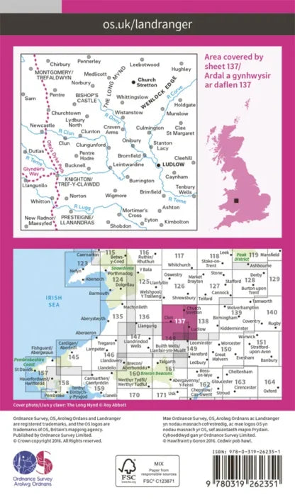 OS Landranger - 137 - Ludlow & Church Stretton, Wenlock