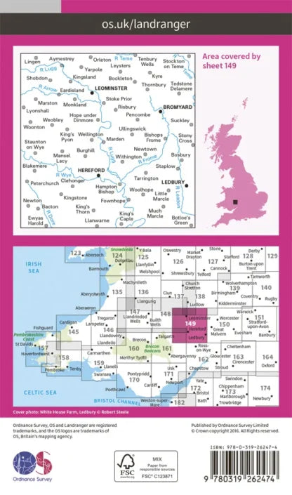 OS Landranger - 149 - Hereford & Leominster, Bromyard