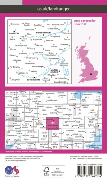 OS Landranger - 152 - Northampton & Milton Keynes, Buckingham