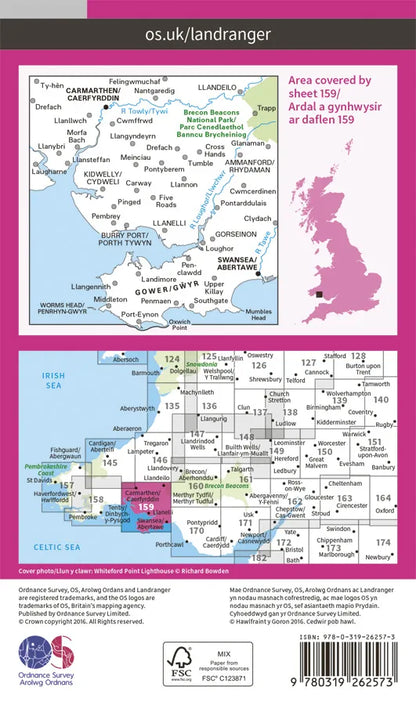 OS Landranger - 159 - Swansea & Gower, Carmarthen