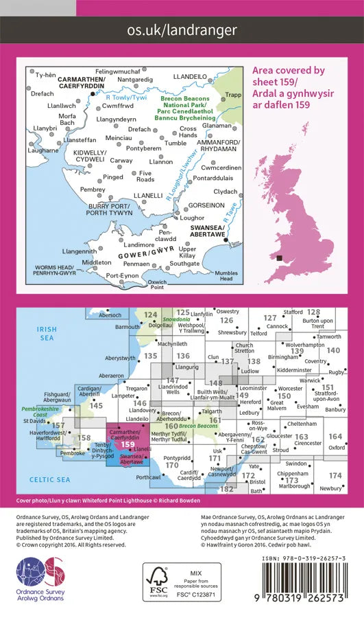 OS Landranger - 159 - Swansea & Gower, Carmarthen