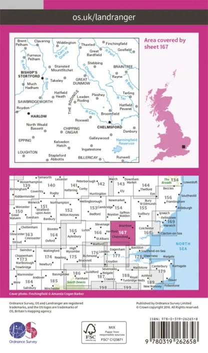 OS Landranger - 167 - Chelmsford, Harlow & Bishop’s Stortford
