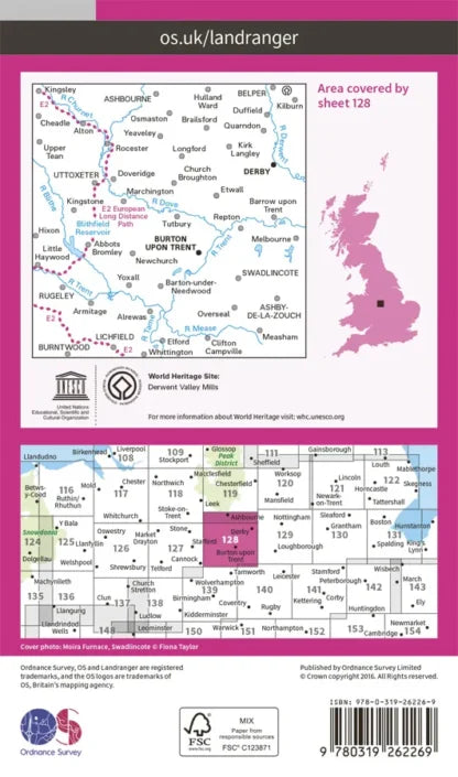 OS Landranger - 128 - Derby & Burton Upon Trent