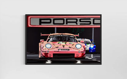 Pink Pig at Le Mans. Fine Art Giclee Ltd Ed Print.