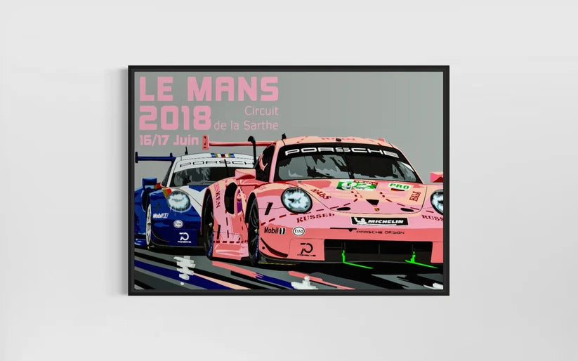 Porsche at Le Mans 2018 Race poster. Fine art Giclee print.