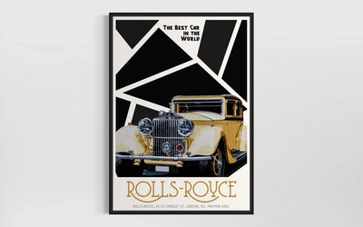 Image of Rolls-Royce vintage-style print. Retro Art Deco Poster Design