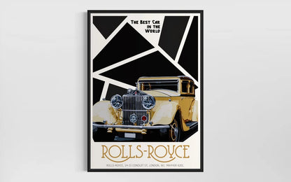 Rolls-Royce vintage-style print. Retro Art Deco Poster Design
