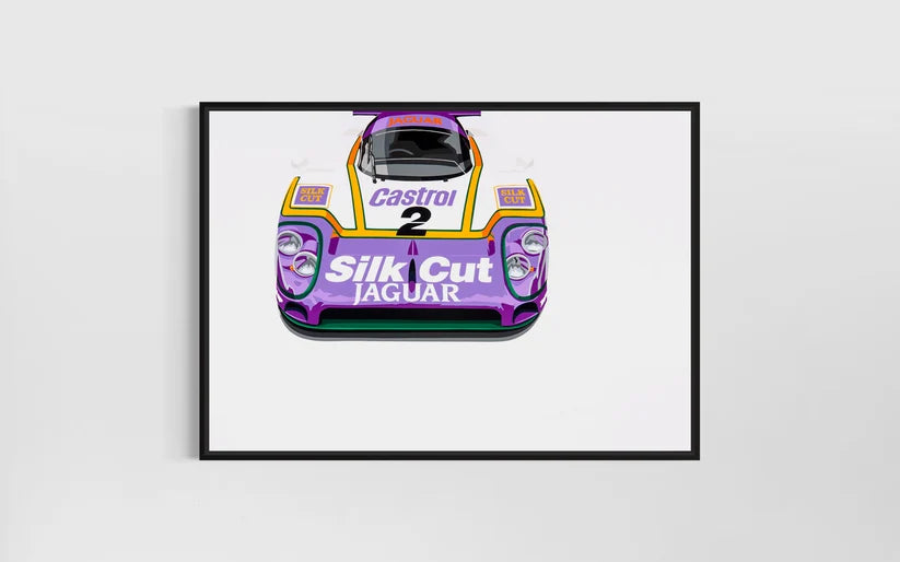 Silk Cut on White (Jaguar XJR-9). Fine Art Giclee Ltd Ed Print.