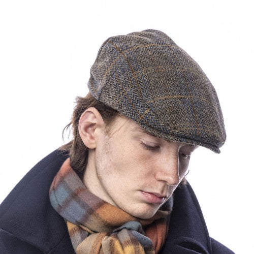 Tweed Flat Cap - Herringbone Brown