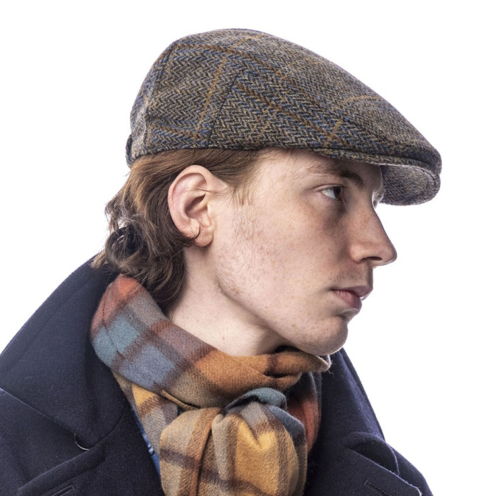 Tweed Flat Cap - Herringbone Brown