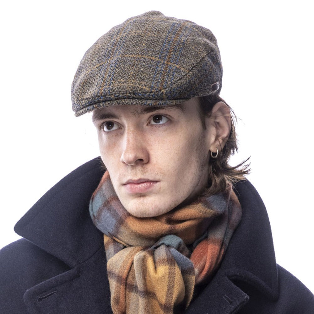 Tweed Flat Cap - Herringbone Brown