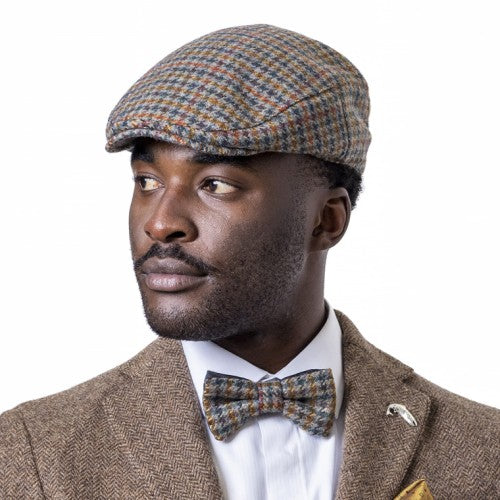 Tweed Flat Cap - Petrol Rust Houndstooth