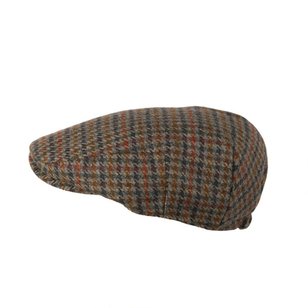 Tweed Flat Cap - Petrol Rust Houndstooth