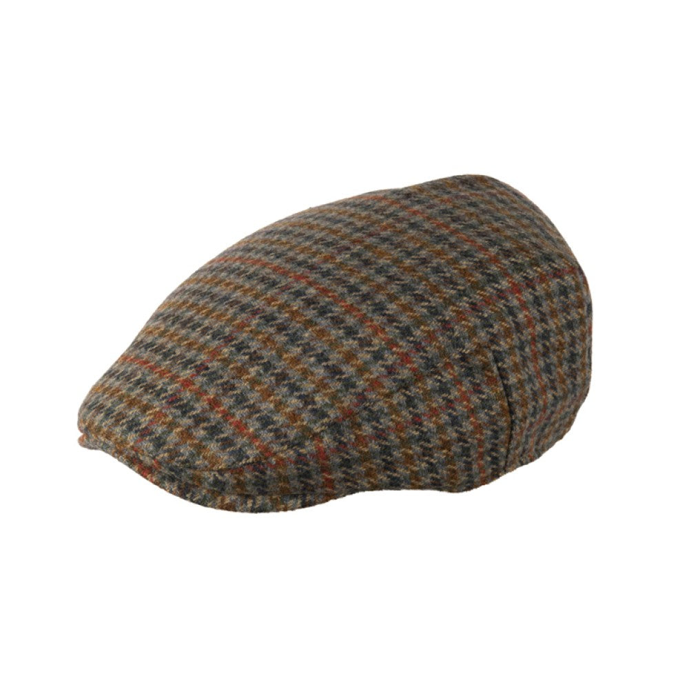 Tweed Flat Cap - Petrol Rust Houndstooth