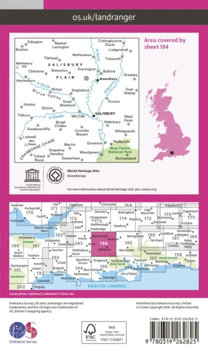 OS Landranger - 184 - Salisbury & The Plain, Amesbury