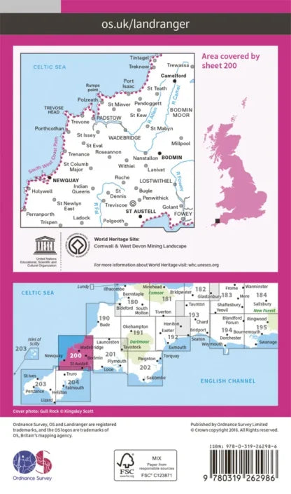 OS Landranger - 200 - Newquay & Bodmin, Camelford