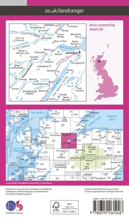 OS Landranger - 26 - Inverness & Loch Ness, Strathglass