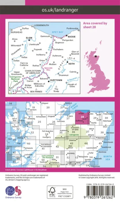 OS Landranger - 28 - Elgin, Dufftown, Buckie & Keith